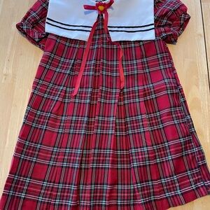 Emily West Red Plaid Dress with White sailor collar 5